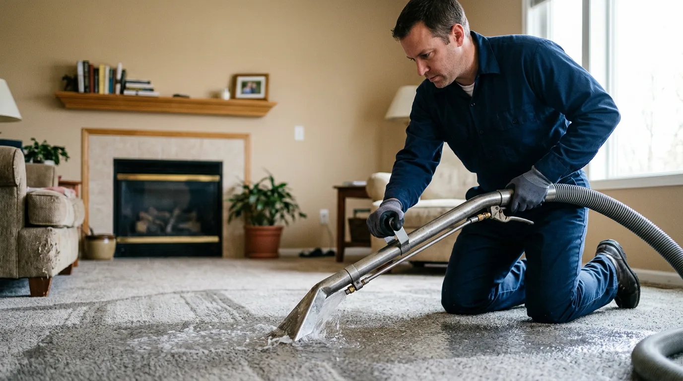 Water damage restoration technician working near Cincinnati, IA